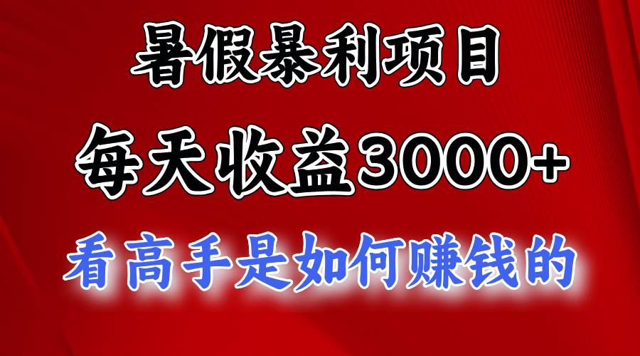 暑假暴利项目，每天收益3000+ 努努力能达到5000+，暑假大流量来了-选优云网创