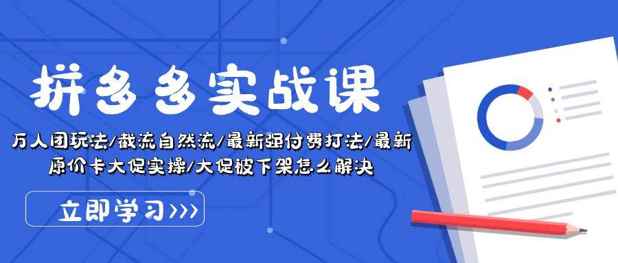 拼多多·实战课：万人团玩法/截流自然流/最新强付费打法/最新原价卡大促..-选优云网创