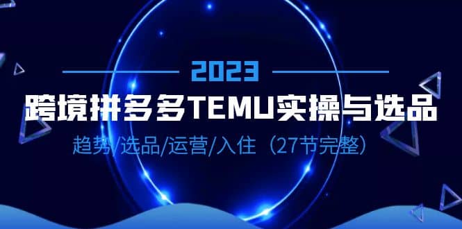 2023跨境·拼多多·TEMU实操与选品，趋势·选品·运营·入住（27节完整）-选优云网创