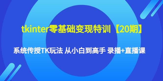 tkinter零基础变现特训【20期】系统传授TK玩法 从小白到高手 录播+直播课-选优云网创