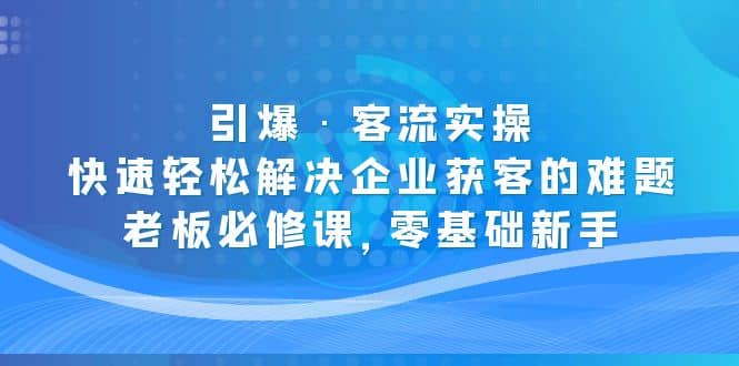 引爆·客流实操：快速轻松解决企业获客的难题，老板必修课，零基础新手-选优云网创