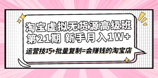 淘宝虚拟无货源高级班【第21期】运营技巧+批量复制=会赚钱的淘宝店-选优云网创