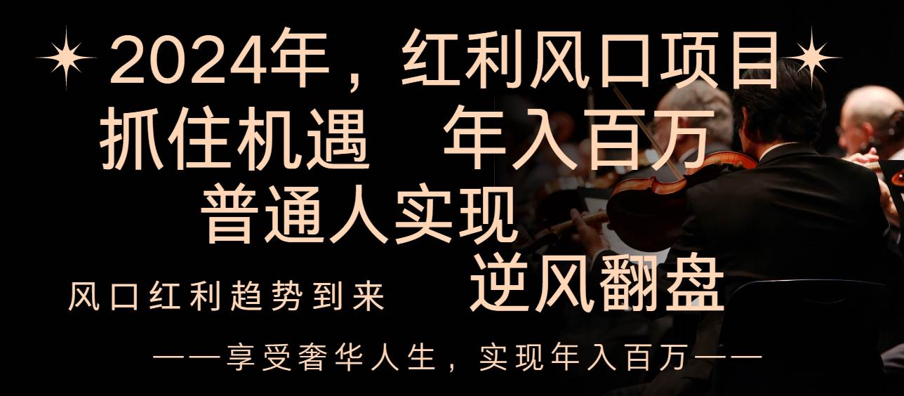 2024红利风口项目来袭，享受第一波红利，逆风翻盘普通人也能实现，年入百万-选优云网创