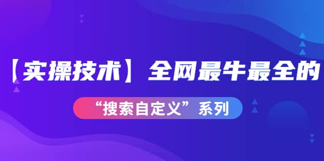 【实操技术】全网最牛最全的“搜索自定义”系列！价值698元-选优云网创