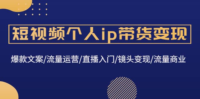 短视频个人ip带货变现：爆款文案/流量运营/直播入门/镜头变现/流量商业-选优云网创