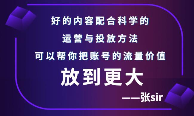 张sir账号流量增长课，告别海王流量，让你的流量更精准-选优云网创