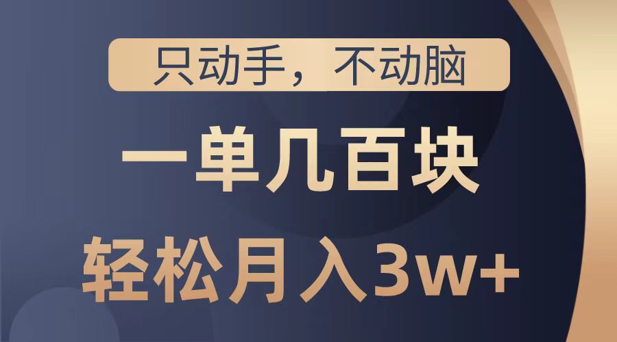 只动手不动脑，一单几百块，轻松月入2w+，看完就能直接操作，详细教程-选优云网创