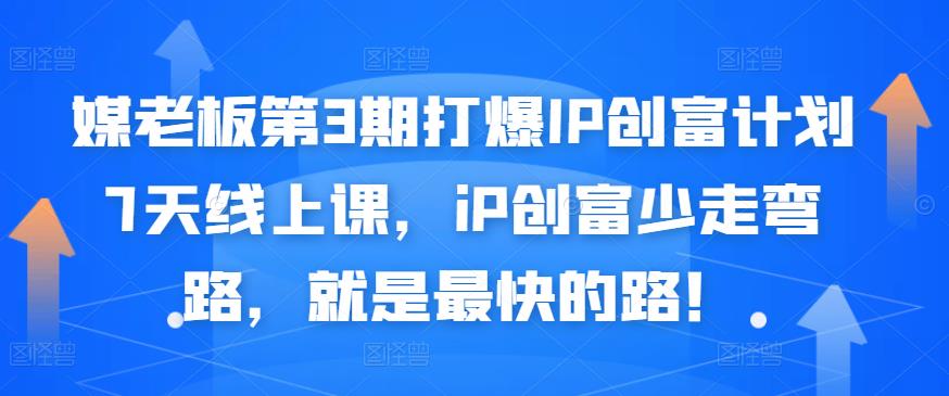 媒老板第3期打爆IP创富计划7天线上课，iP创富少走弯路，就是最快的路！-选优云网创