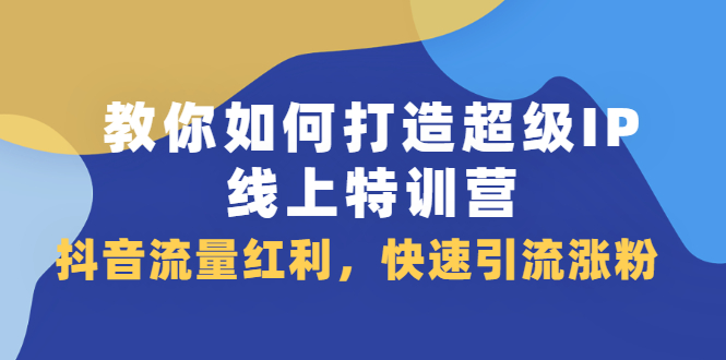 教你如何打造超级IP线上特训营，抖音流量红利新机遇-选优云网创