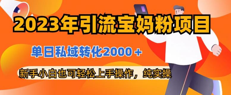 2023年引流宝妈粉项目，单日私域转化2000＋，新手小白也可轻松上手操作，纯实操-选优云网创