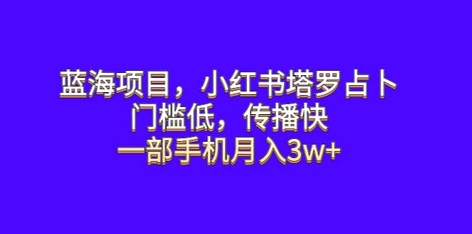 蓝海项目，小红书塔罗占卜，门槛低，传播快，一部手机月入3w+-选优云网创