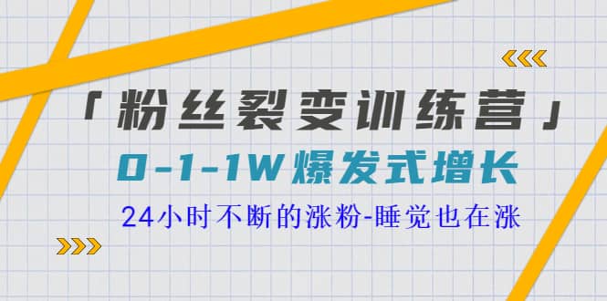 「粉丝裂变训练营」0-1-1w爆发式增长，24小时不断的涨粉-睡觉也在涨-16节课-选优云网创