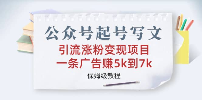 公众号起号写文、引流涨粉变现项目，一条广告赚5k到7k，保姆级教程-选优云网创