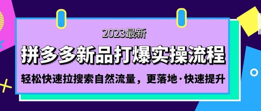 拼多多-新品打爆实操流程：轻松快速拉搜索自然流量，更落地·快速提升-选优云网创