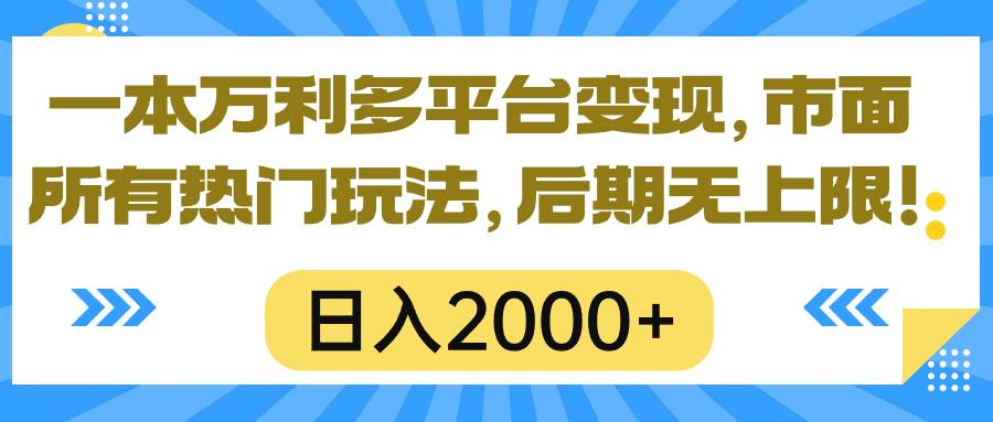 一本万利多平台变现，市面所有热门玩法，日入2000+，后期无上限！-选优云网创