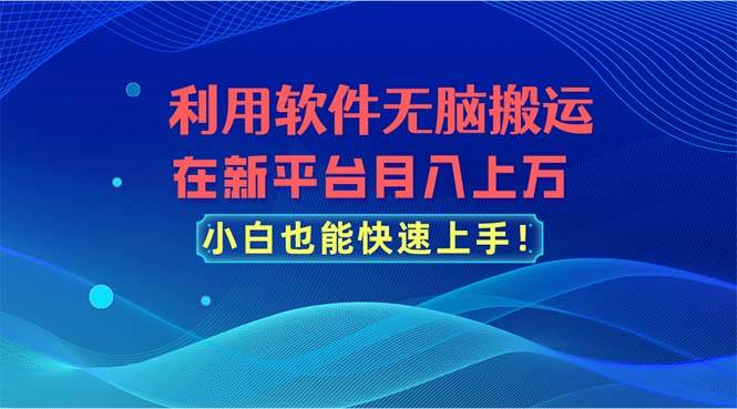 利用软件无脑搬运，在新平台月入上万，小白也能快速上手-选优云网创