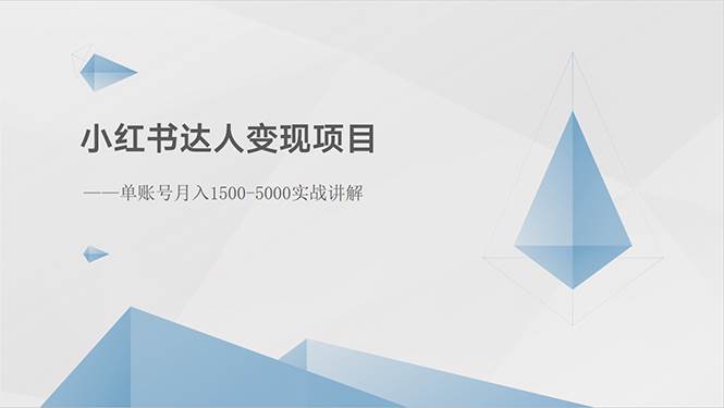 小红书达人变现项目：单账号月入1500-3000实战讲解-选优云网创