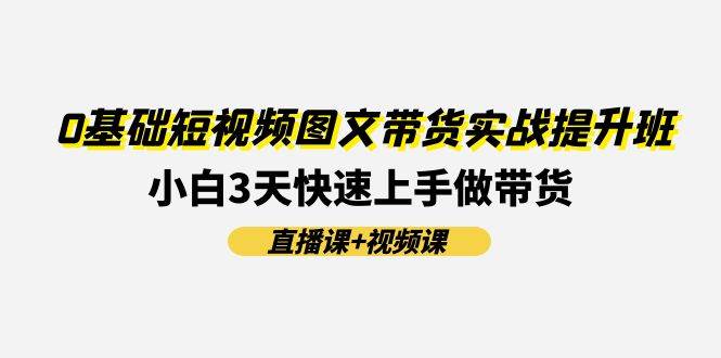 0基础短视频图文带货实战提升班(直播课+视频课)：小白3天快速上手做带货-选优云网创