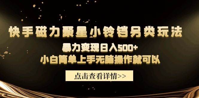 快手磁力聚星小铃铛另类玩法，暴力变现日入500+小白简单上手无脑操作就可以-选优云网创