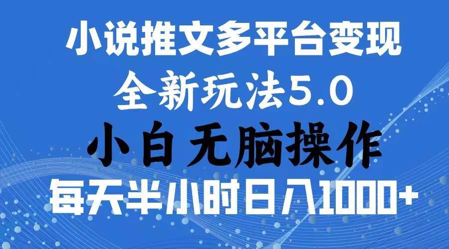 2024年6月份一件分发加持小说推文暴力玩法 新手小白无脑操作日入1000+ ...-选优云网创