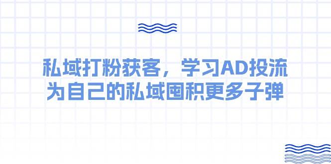 某收费课：私域打粉获客，学习AD投流，为自己的私域囤积更多子弹-选优云网创