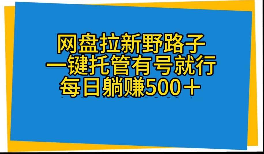 网盘拉新野路子，一键托管有号就行，全自动代发视频，每日躺赚500＋-选优云网创