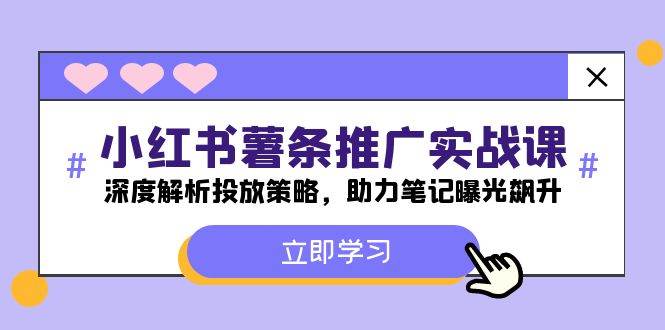 小红书-薯 条 推 广 实战课：深度解析投放策略，助力笔记曝光飙升-选优云网创