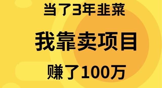 当了3年韭菜，我靠卖项目赚了100万-选优云网创