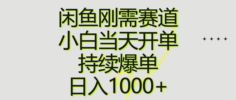 闲鱼刚需赛道，小白当天开单，持续爆单，日入1000+-选优云网创