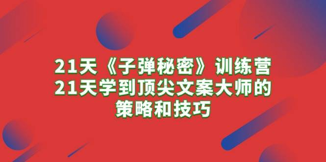 21天《子弹秘密》训练营，21天学到顶尖文案大师的策略和技巧-选优云网创