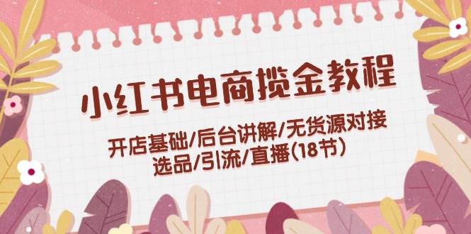 小红书电商揽金教程：开店基础/后台讲解/无货源对接/选品/引流/直播(18节)-选优云网创