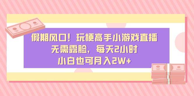 假期风口！玩梗高手小游戏直播，无需露脸，每天2小时，小白也可月入2W+-选优云网创