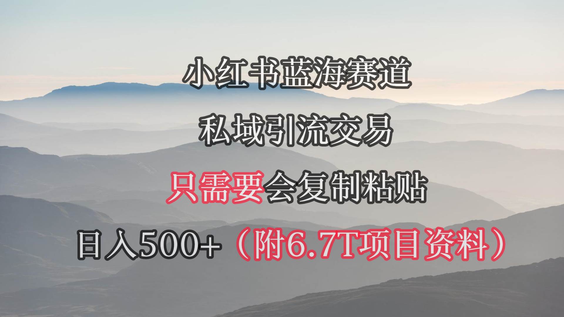 小红书短剧赛道，私域引流交易，会复制粘贴，日入500+（附6.7T短剧资源）-选优云网创