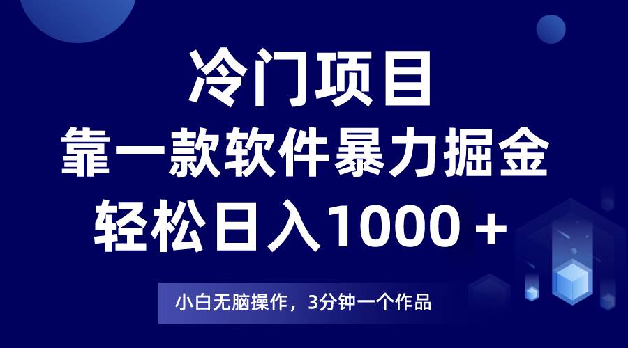 冷门项目，靠一款软件暴力掘金日入1000＋，小白轻松上手第二天见收益-选优云网创