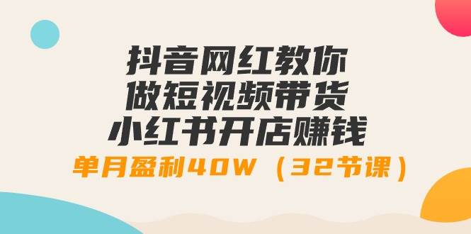 抖音网红教你做短视频带货+小红书开店赚钱，单月盈利40W（32节课）-选优云网创