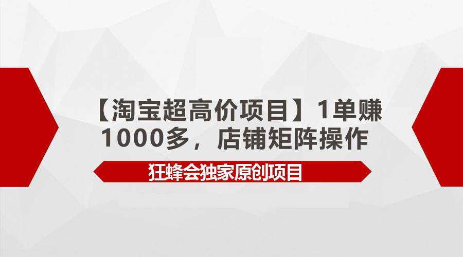 【淘宝超高价项目】1单赚1000多，店铺矩阵操作-选优云网创