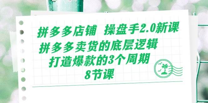 拼多多店铺 操盘手2.0新课，拼多多卖货的底层逻辑，打造爆款的3个周期-8节-选优云网创