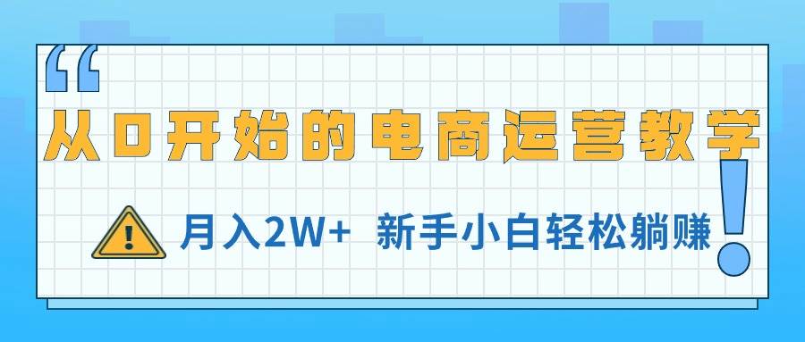 从0开始的电商运营教学，月入2W+，新手小白轻松躺赚-选优云网创