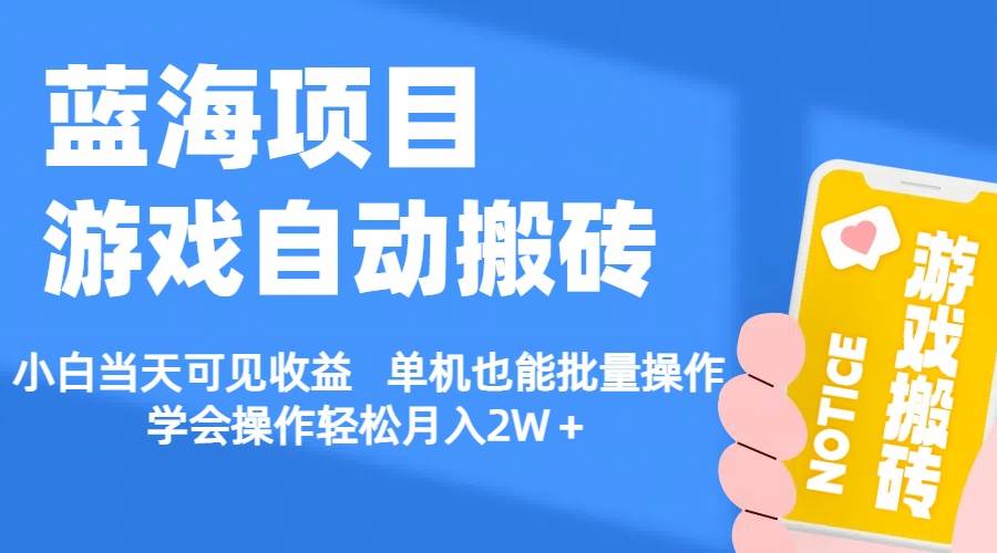 【蓝海项目】游戏自动搬砖 小白当天可见收益 单机也能批量操作 学会操...-选优云网创