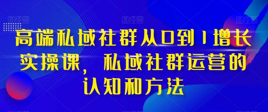 高端 私域社群从0到1增长实战课，私域社群运营的认知和方法（37节课）-选优云网创