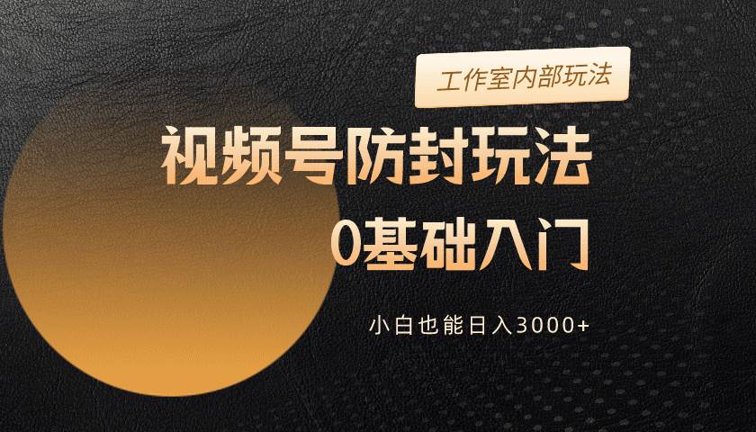 2024视频号升级防封玩法，零基础入门，小白也能日入3000+-选优云网创