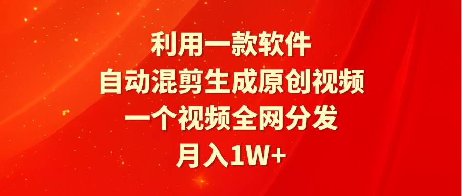 利用一款软件，自动混剪生成原创视频，一个视频全网分发，月入1W+附软件-选优云网创