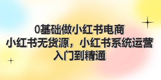 0基础做小红书电商，小红书无货源，小红书系统运营，入门到精通 (70节)-选优云网创