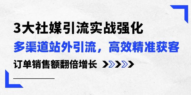 3大社媒引流实操强化，多渠道站外引流/高效精准获客/订单销售额翻倍增长-选优云网创