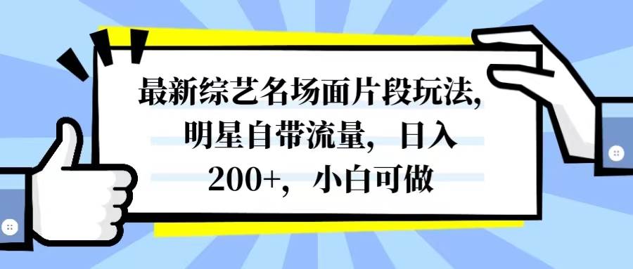 最新综艺名场面片段玩法，明星自带流量，日入200+，小白可做-选优云网创