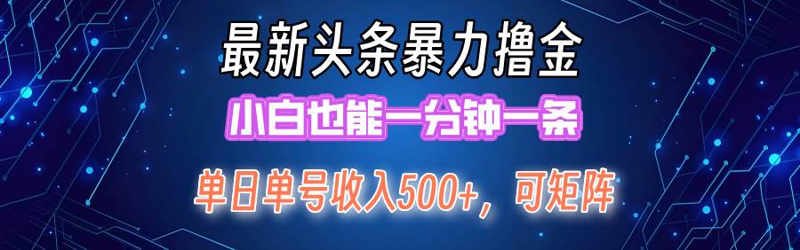 最新暴力头条掘金日入500+，矩阵操作日入2000+ ，小白也能轻松上手！-选优云网创