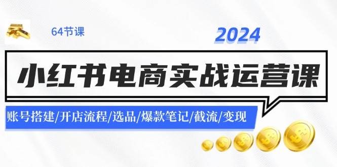 2024小红书电商实战运营课：账号搭建/开店流程/选品/爆款笔记/截流/变现-选优云网创