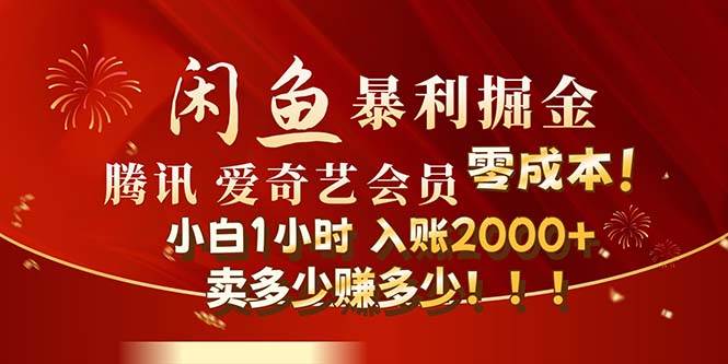 闲鱼全新暴力掘金玩法，官方正品影视会员无成本渠道！小白1小时收...-选优云网创