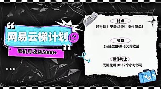 2024网易云云梯计划 单机日300+ 无脑月入5000+-选优云网创