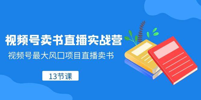 视频号-卖书直播实战营，视频号最大风囗项目直播卖书（13节课）-选优云网创